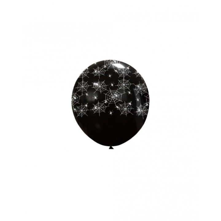 5″ – 12 cm Nero 15 stampa bianca globo Ragnatele
