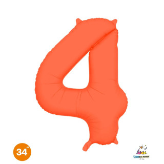 34″ – 86 cm Numero 4 Arancione Neon