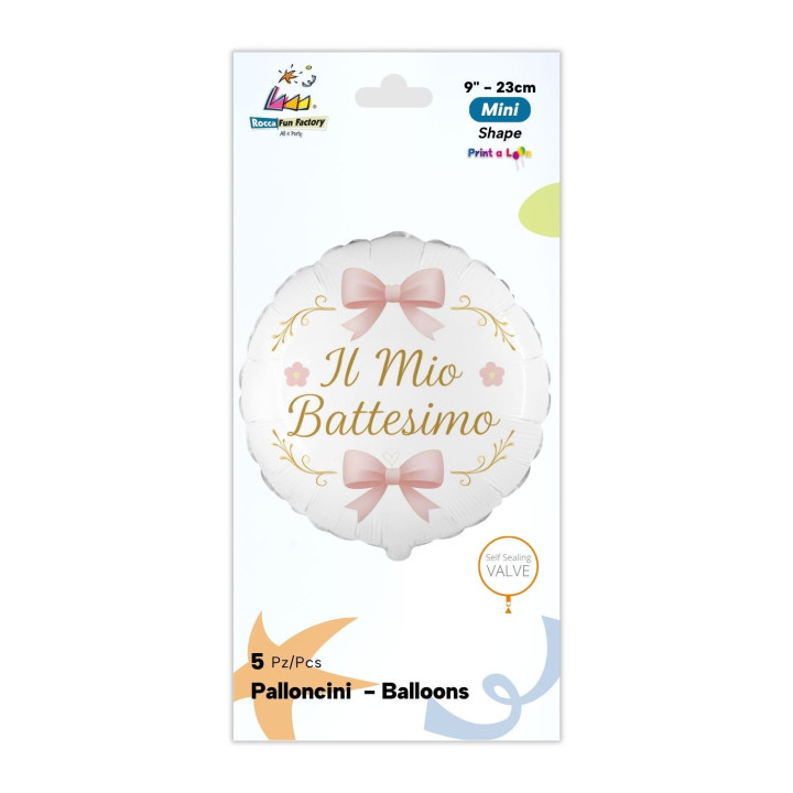 Tondo 9″ Battesimo Fiocchi Rosa