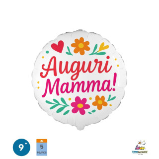 Tondo 9″ Auguri Mamma Floreale