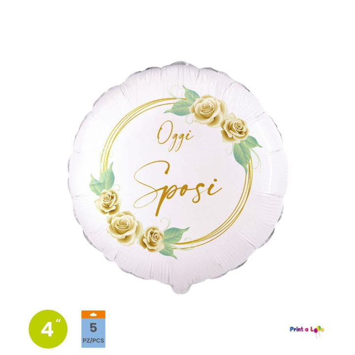 Tondo 4″ Oggi Sposi Rose Bianche