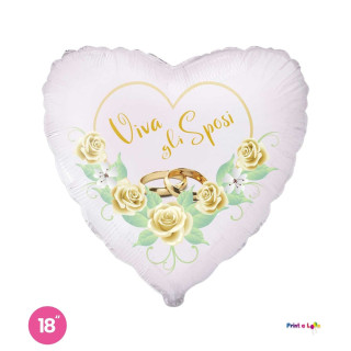 Oggi Sposi Fedi e Rose Bianche – Heart 18″ 1 pc