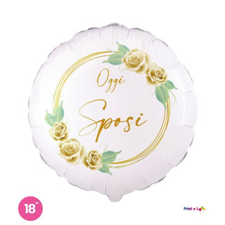 Tondo 18″ Oggi Sposi Rose Bianche