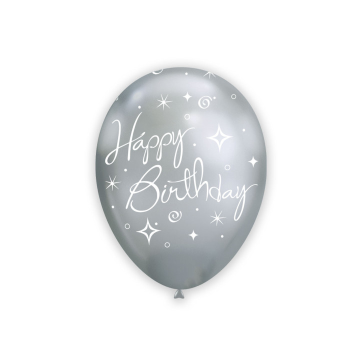 White Happy Birthda – 12″ Silver 102 100 pcs