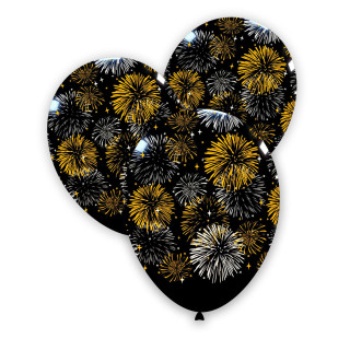 12″ – 30 cm Nero stampa oro e argento globo Fuochi Artificio