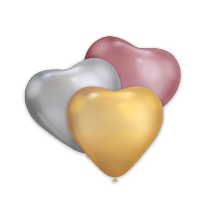 Hearts – 12″ Assorted Chrome Classic Line 25 pcs