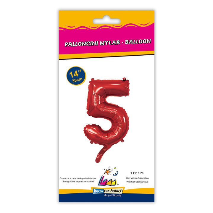 14″ – 35 cm Numero 5 Rosso 1 pz