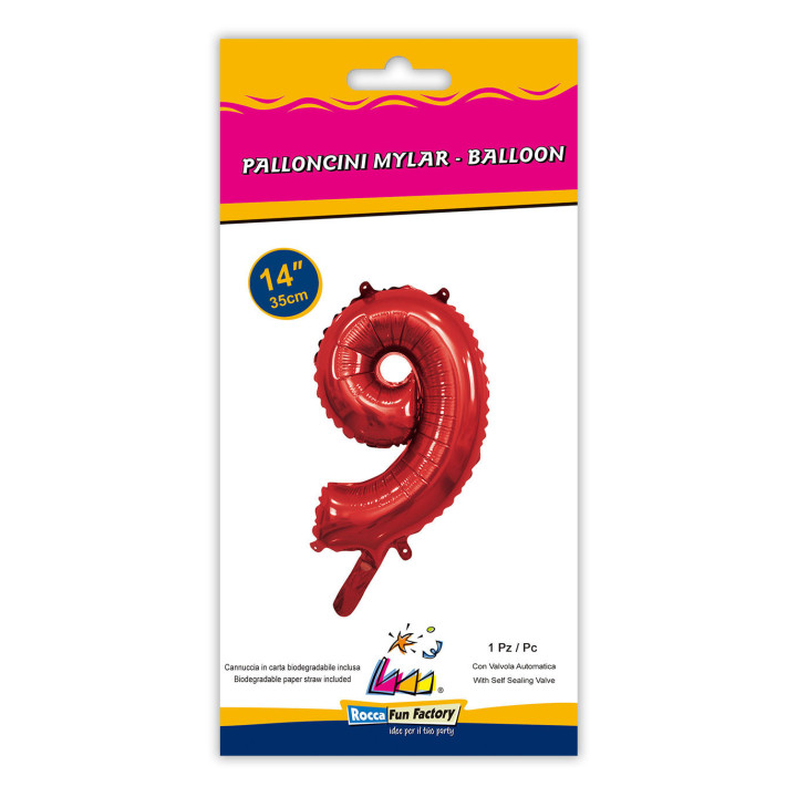 14″ – 35 cm Numero 9 Rosso 1 pz