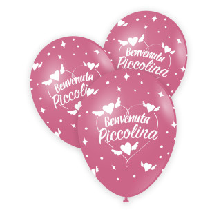 12″ – 30 cm Rosa 26 stampa bianca globo Benvenuta Piccolina