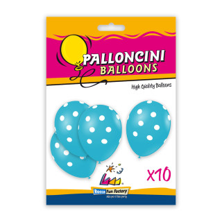 White Polka Dots – 12″ Light Blue 46 10 pcs