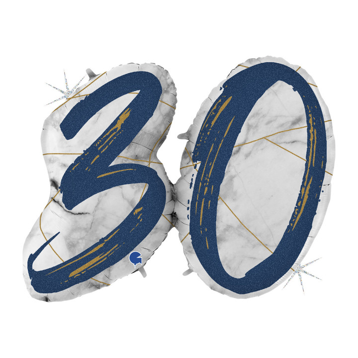 43″ – 109 cm Numero 30 Marmorizzato Glitter Hol Blu
